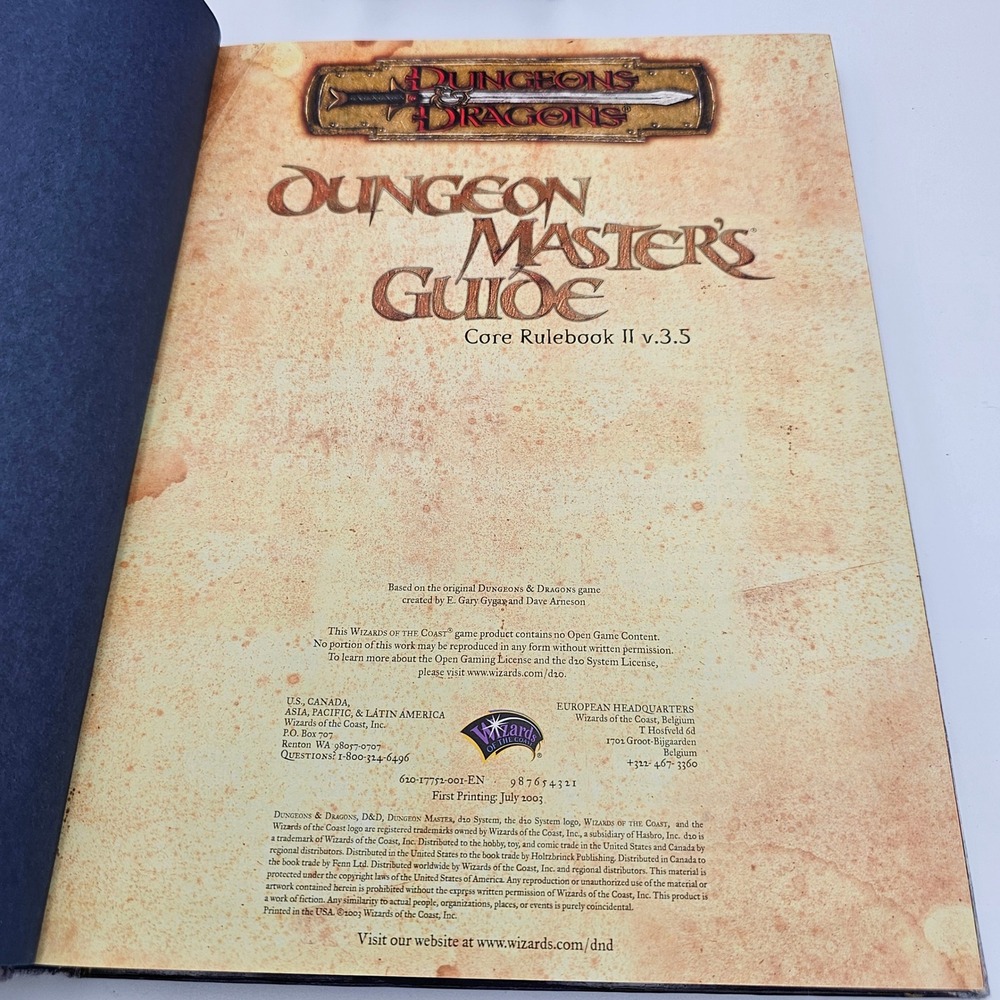 D&D 3.5 Dungeon Master's Guide Core Rulebook II 2003 First Printing Hardcover - Picture 6 of 10